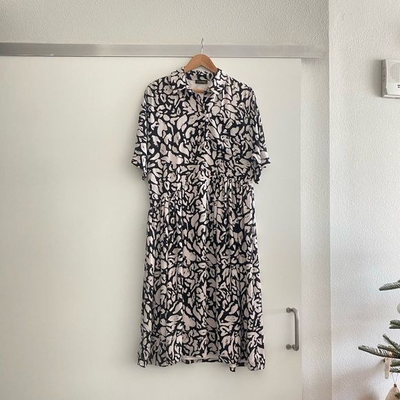 Stine Goya Hunter Leaf Midi Dress in Pale Pink / Black Size Small - Picture 8 of 12